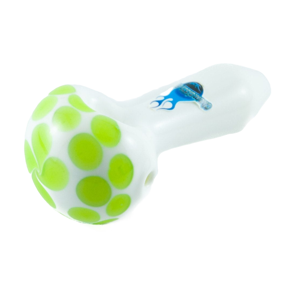 Chameleon Glass Just The Tip hand pipe in green borosilicate, thick glass, top view