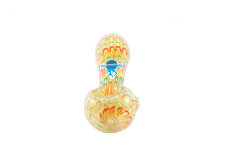 Chameleon Glass Perfect Storm hand pipe with Rasta color change, thick borosilicate glass, top view