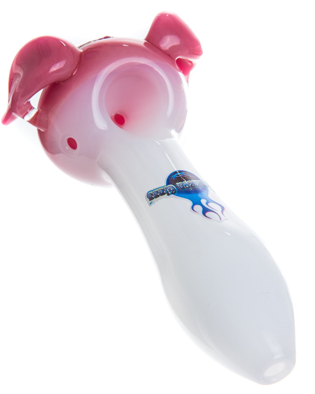 Chameleon Glass Ralphie Themed Borosilicate Hand Pipe - Front View on White Background