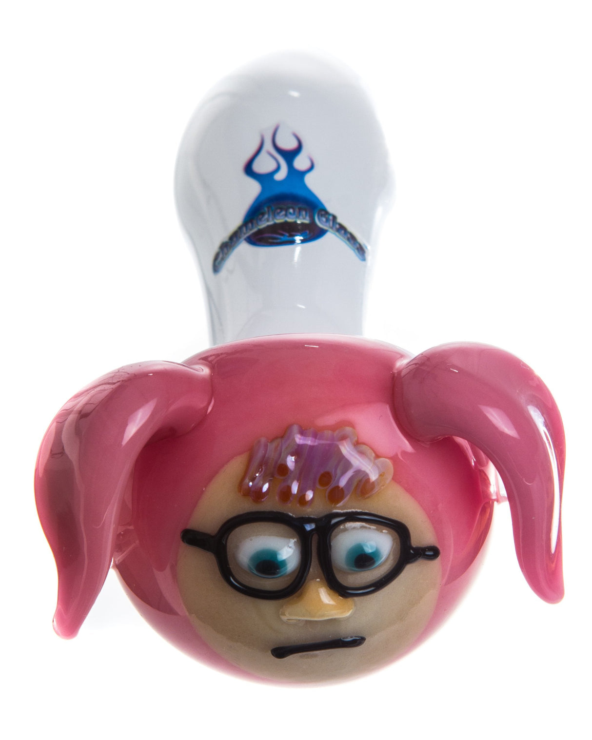 Chameleon Glass Ralphie Themed Borosilicate Glass Pipe Front View