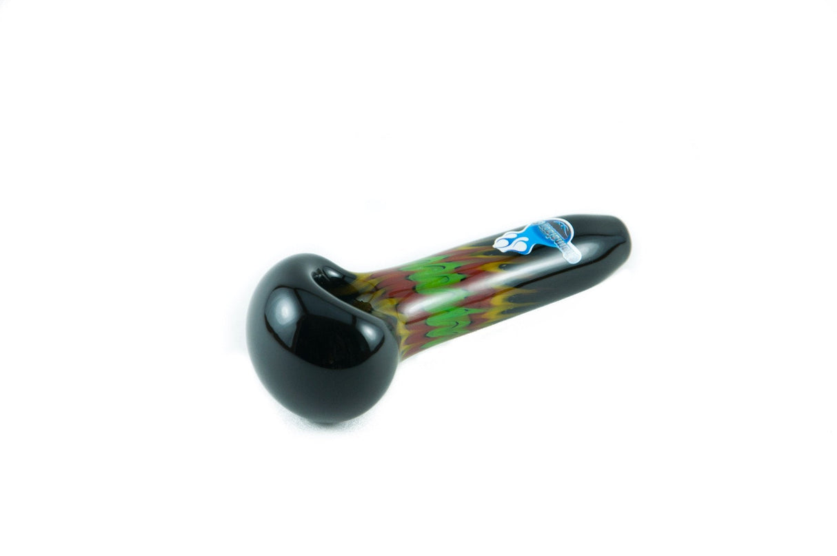 Chameleon Glass Razor Rasta Hand Pipe, Borosilicate Glass, Thick Wall, Side View