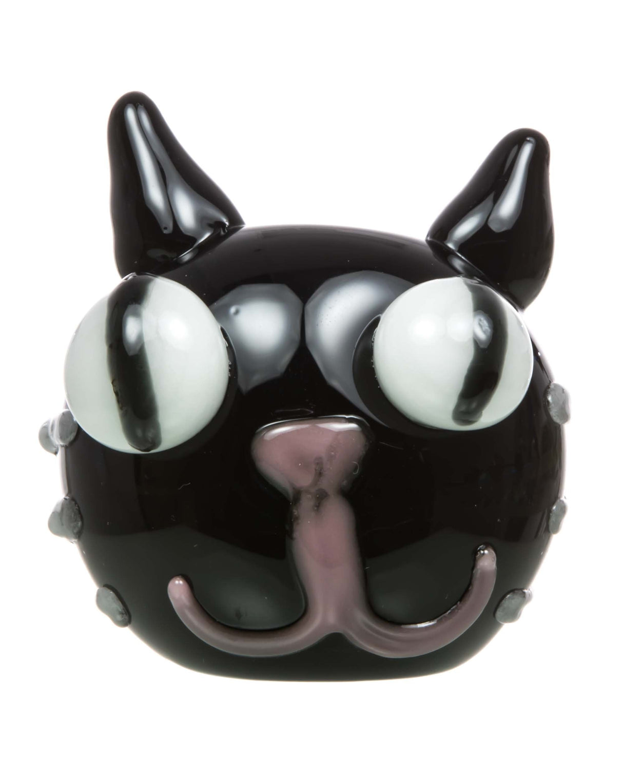 Chameleon Glass Scratchy Pipe with Glow in the Dark Eyes, Borosilicate, Front View