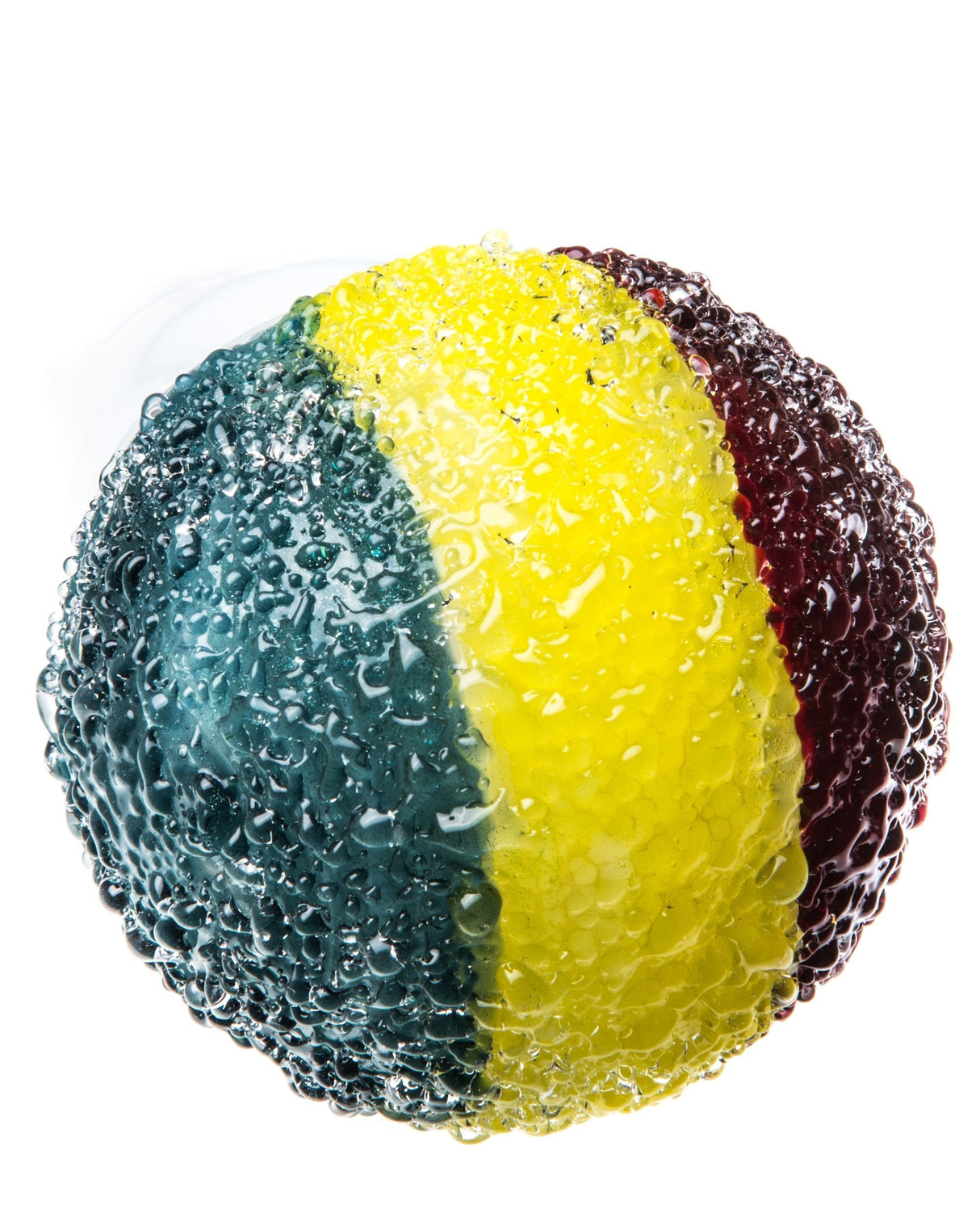 Chameleon Glass Snow Cone Hand Pipe made of Borosilicate Glass, top view showing textured details