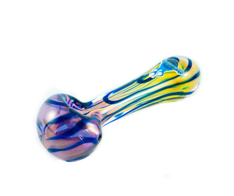 Chameleon Glass Space Cadet Hand Pipe, Borosilicate Glass, Swirled Colors, Angled View