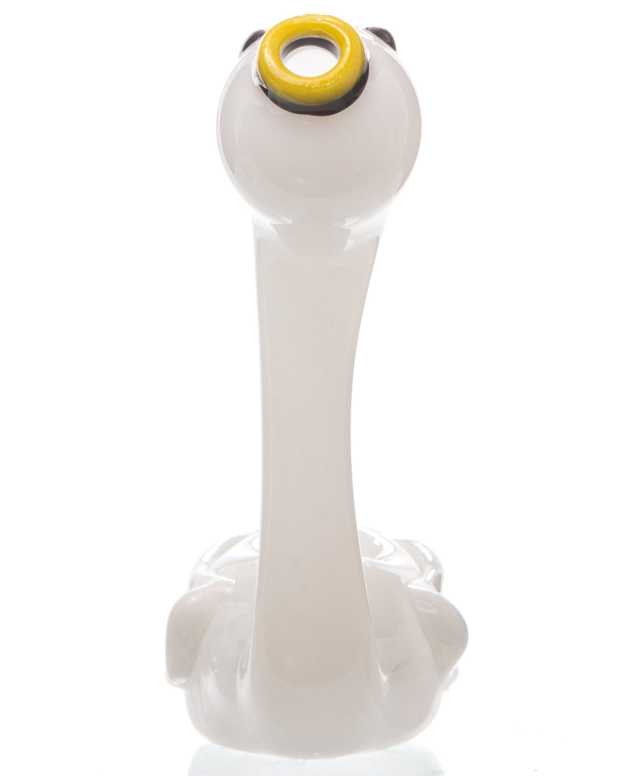 Chameleon Glass Swan Sherlock Pipe in Borosilicate Glass, Front View on White Background