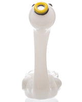Chameleon Glass Swan Sherlock Pipe in Borosilicate Glass, Front View on White Background