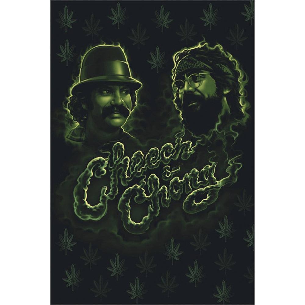Cheech & Chong Green Smoke Poster featuring iconic duo, 24" x 36" perfect for wall decor