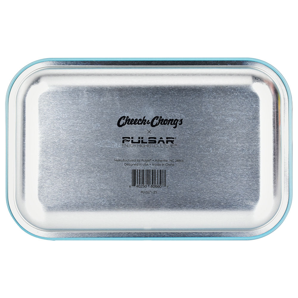 Cheech & Chong x Pulsar Metal Rolling Tray - 11" x 7" Responsibility Design Top View