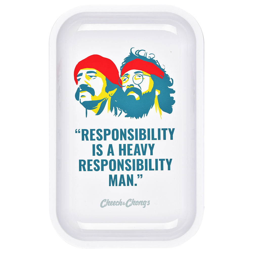 Cheech & Chong x Pulsar Metal Rolling Tray - 11" x 7" with Iconic Duo Print