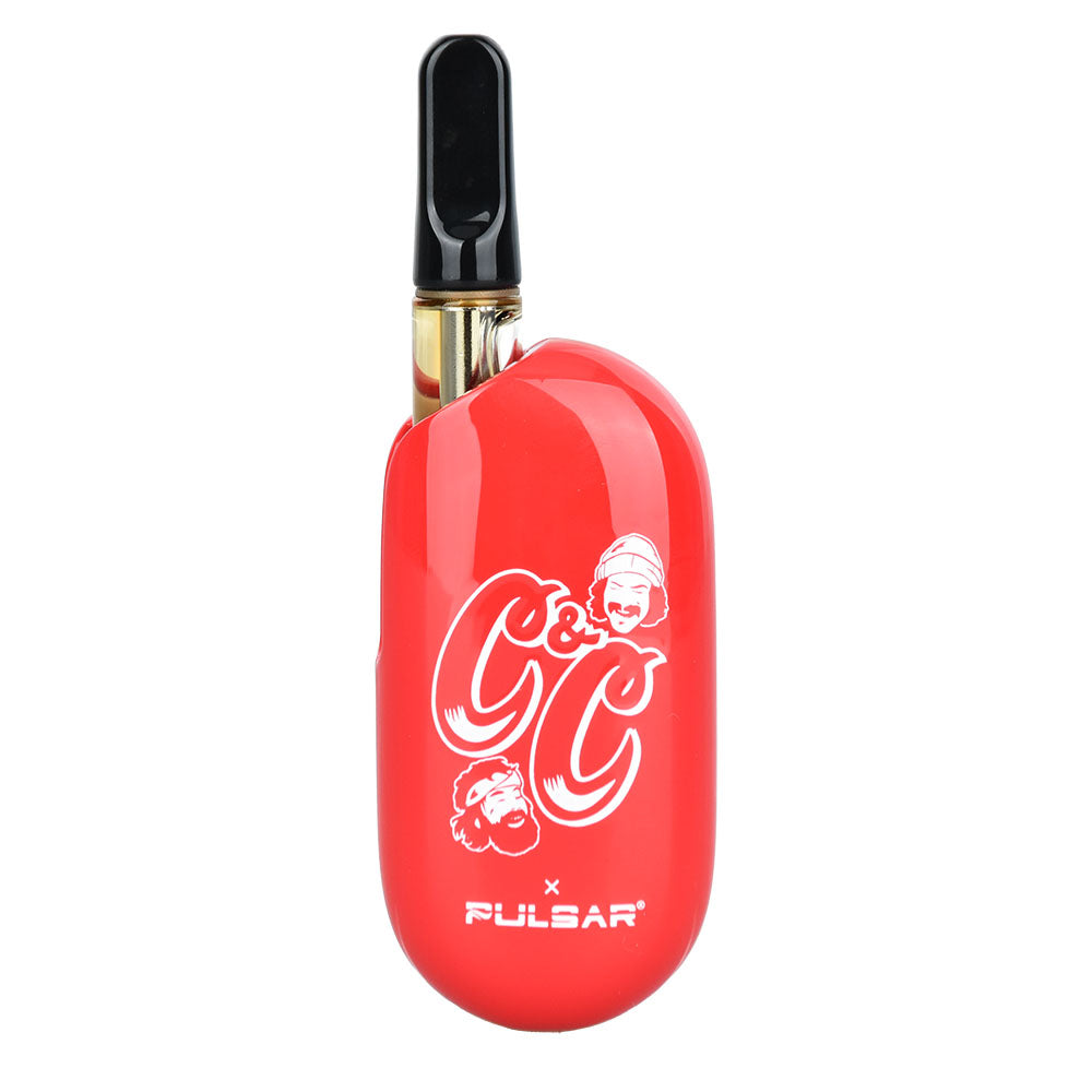 Pulsar Cheech & Chong Obi Vape Battery, 650mAh in Red, Front View with Branding