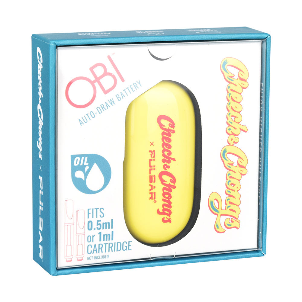 Cheech & Chong x Pulsar Obi Vape Battery, 650mAh in packaging, front view, for concentrates