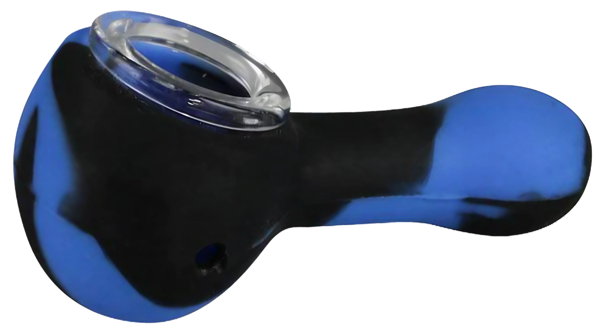 Classic Silicone Hand Pipe, Assorted Colors, with Durable Glass Bowl - Side View