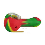Colorful Classic Silicone Hand Pipe with Clear Glass Bowl, Portable Spoon Design, Top View