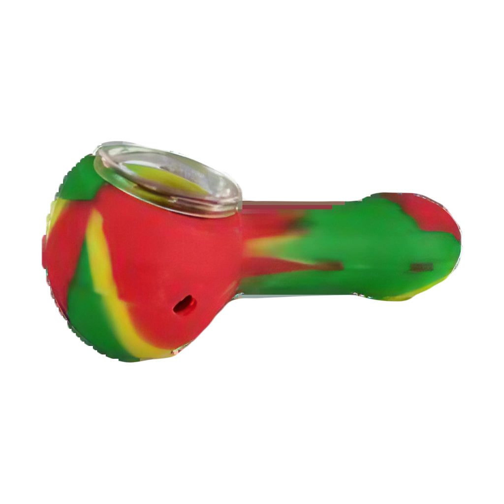 Assorted color silicone hand pipes with glass bowls, portable and compact design