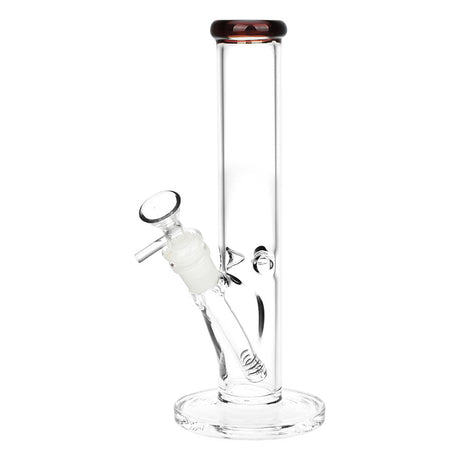 Classic Straight Tube Borosilicate Glass Water Pipe with 14mm Female Joint Front View