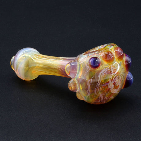 Clayball Glass "Amber Flame Nebula" Heady Spoon Hand-Pipe, USA Borosilicate Glass