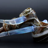 Clayball Glass "Aurora Nebula" Heady Hammer Bubbler, USA-made borosilicate, side view on black