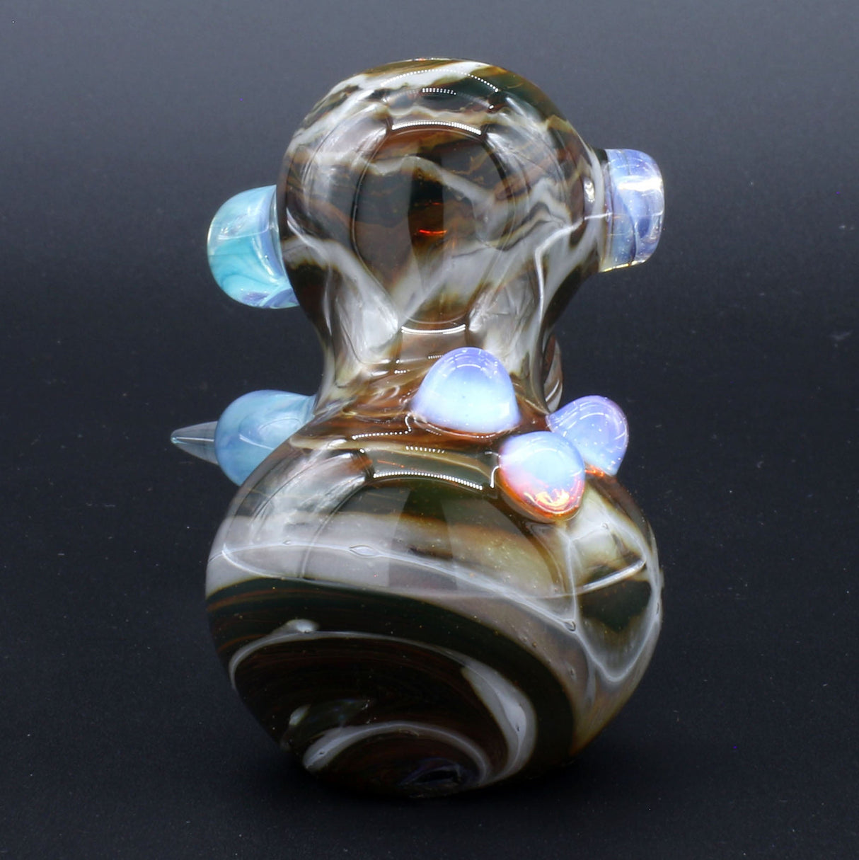 Clayball Glass "Aurora Nebula" Heady Hammer Bubbler, Bubble Design, Front View