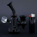 Clayball Glass "Black Jack" Heady Sherlock Dab Rig with 14mm Female Joint and Banger Hanger, Side View