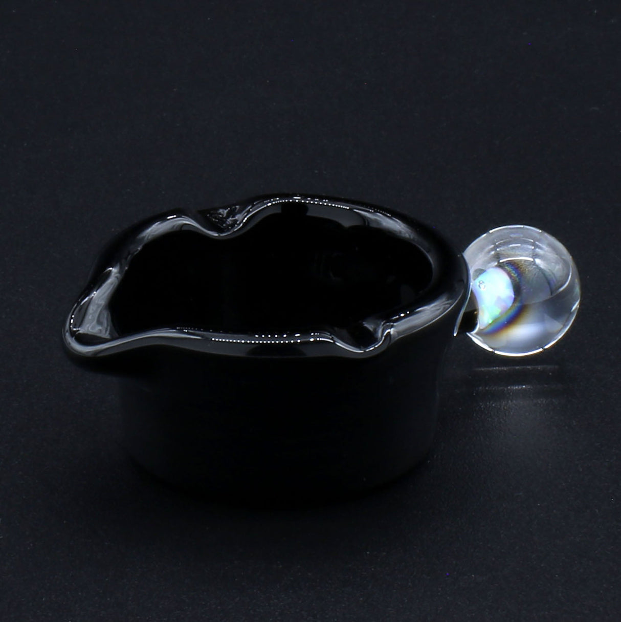 Clayball Glass "Black Jack" Heady Sherlock Dab Set with Borosilicate Glass on Black Background