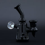 Clayball Glass "Black Jack" Heady Sherlock Dab Rig with Banger Hanger, 14mm Female Joint, Front View
