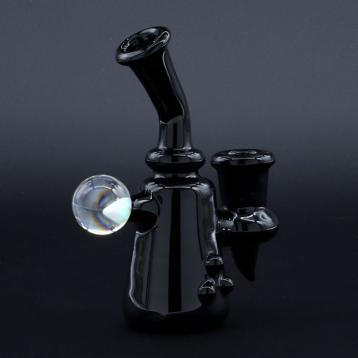 Clayball Glass "Black Jack" Heady Sherlock Dab Set, 10" height, 14mm female joint, on black background