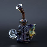 Clayball Glass "Black Moon" Heady Sherlock Dab Rig, USA made, 10" height, front view on black