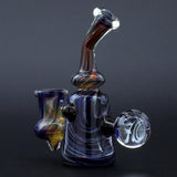 Clayball Glass "Black Moon" Heady Sherlock Dab Rig with 14mm joint, front view on black background