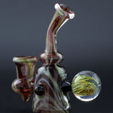 Clayball Glass "Blood Moon" Heady Sherlock Dab Rig, USA made, 5" tall, front view on black