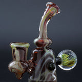 Clayball Glass "Blood Moon" Heady Sherlock Dab Rig with intricate design, 5" height, 14mm joint, USA made.