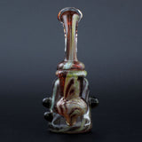 Clayball Glass "Blood Moon" Heady Sherlock Dab Rig front view on dark background, USA made, 5-inch height