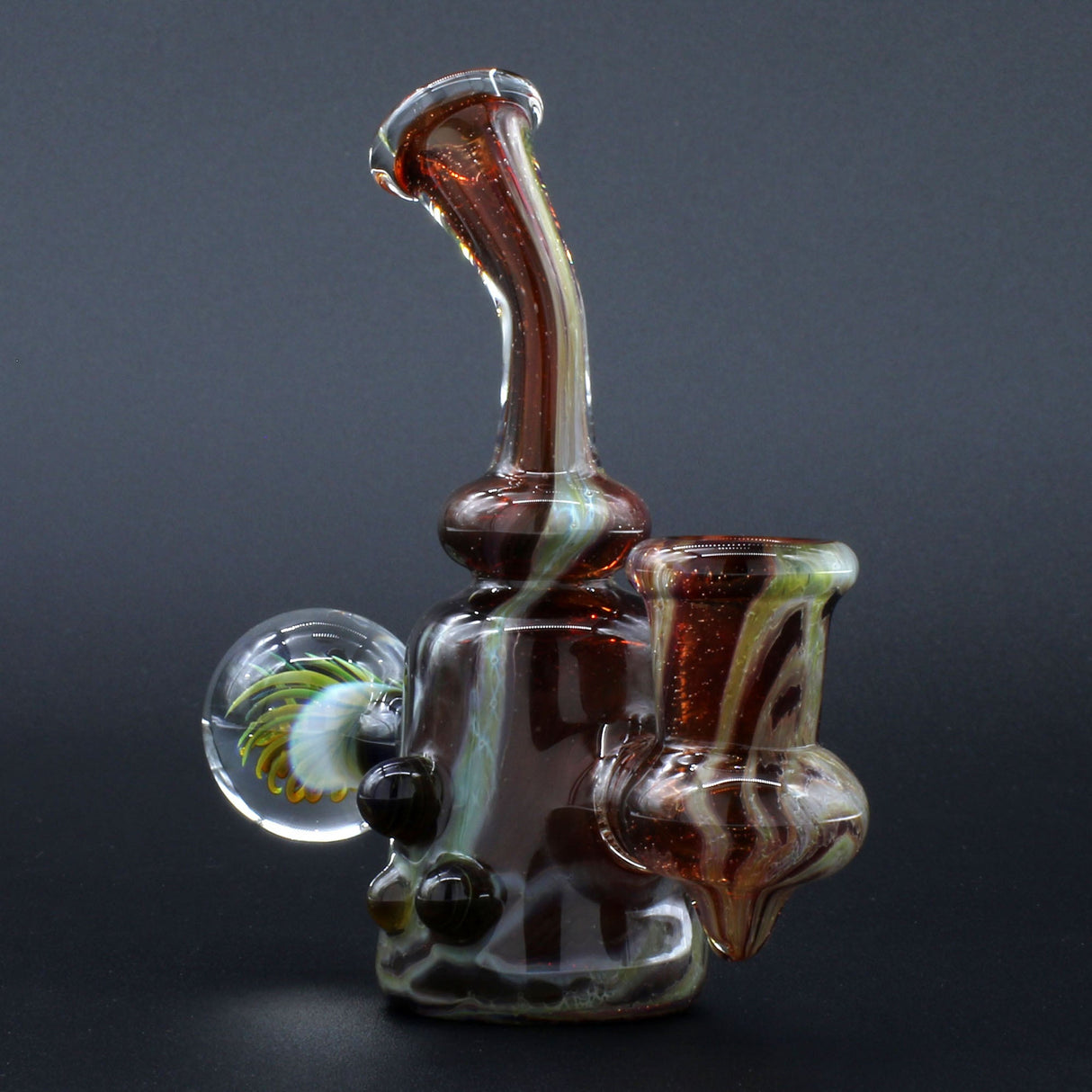 Clayball Glass "Blood Moon" Heady Sherlock Dab Rig with intricate design, 5" height, and 14mm joint