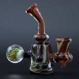Clayball Glass "Blood Moon" Heady Sherlock Dab Rig with intricate design, front view on dark background