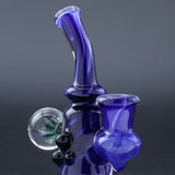 Clayball Glass "Blue Moon" Heady Sherlock Dab Rig with intricate design, front view on dark background