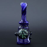 Clayball Glass "Blue Moon" Heady Sherlock Dab Rig, 10" tall with intricate design, front view on black background
