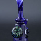 Clayball Glass "Blue Moon" Heady Sherlock Dab Rig in blue, front view on a dark background