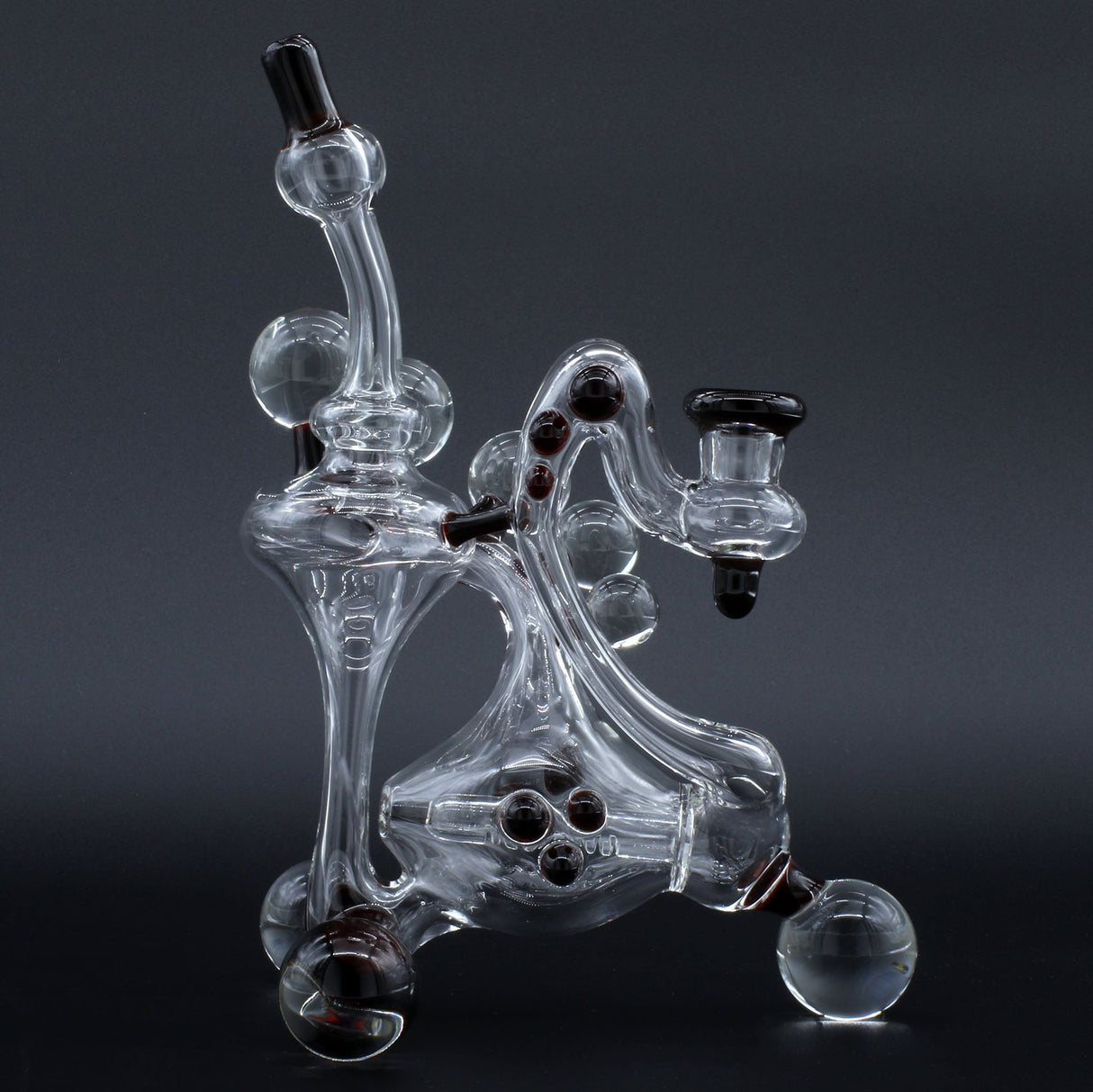 Clayball Glass "Crimson Dreams" Heady Recycler Dab-Rig, USA Made, Borosilicate, Front View