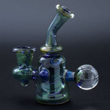 Clayball Glass "Dichroic Dreams" Heady Sherlock Dab Rig with intricate design, front view on black background