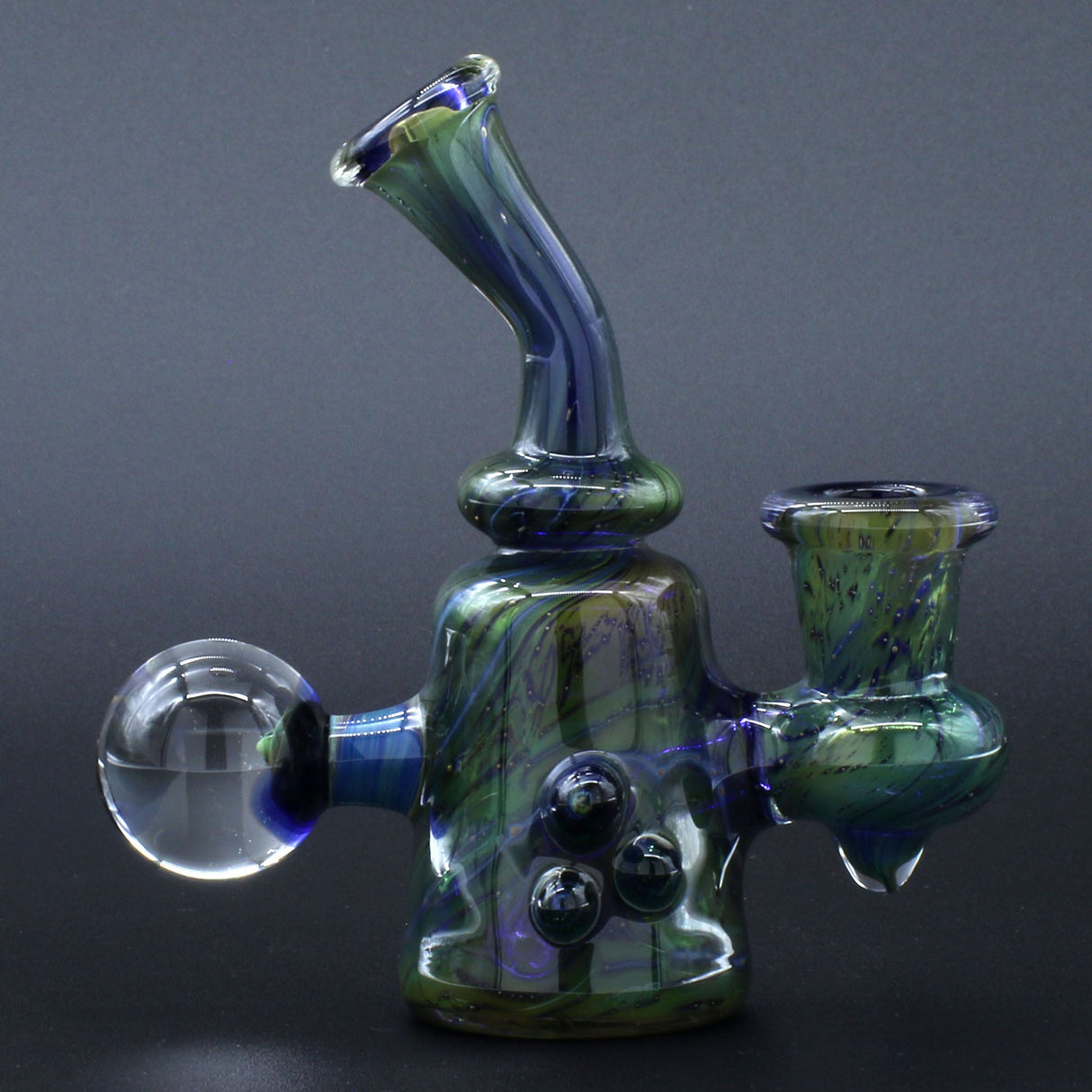 Clayball Glass "Dichroic Dreams" Heady Sherlock Dab Rig with Magnifier Marble