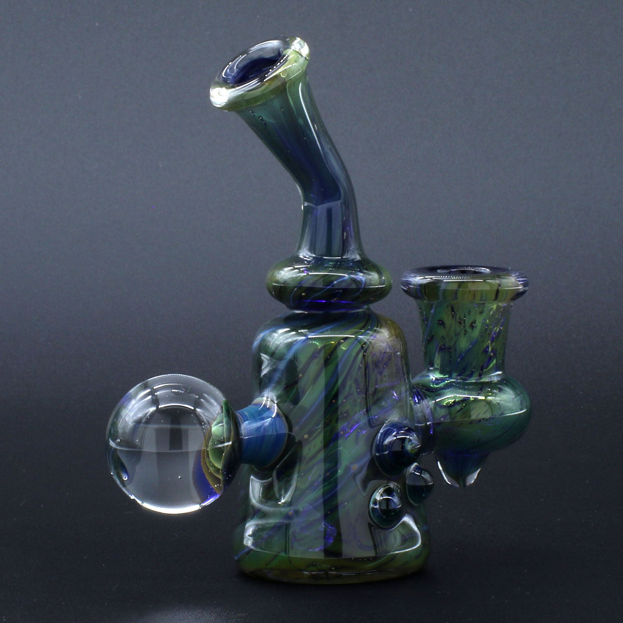 Clayball Glass "Dichroic Dreams" Heady Sherlock Dab Rig, 5" with 14mm joint, USA-made