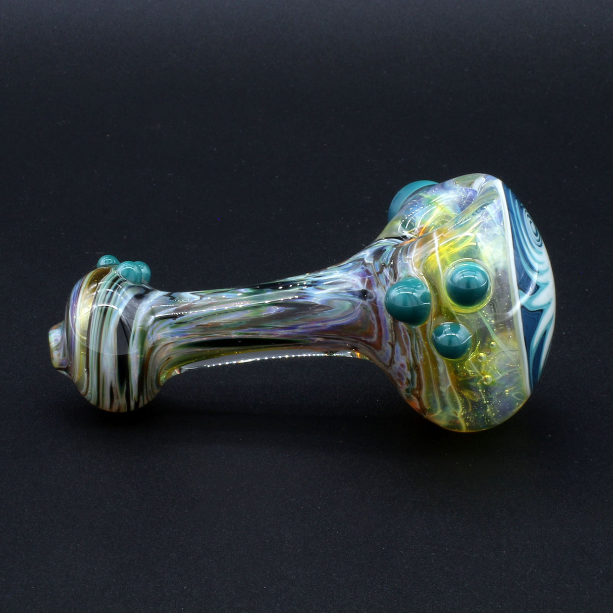 Clayball Glass "Duality Nebula" Heady Spoon Pipe, Borosilicate Glass, Side View
