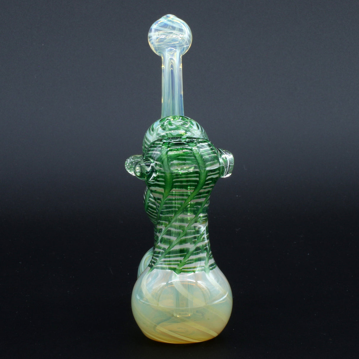 Clayball Glass "Dub-Bubb" Sherlock Double Bubbler, Unique Bubble Design, Front View