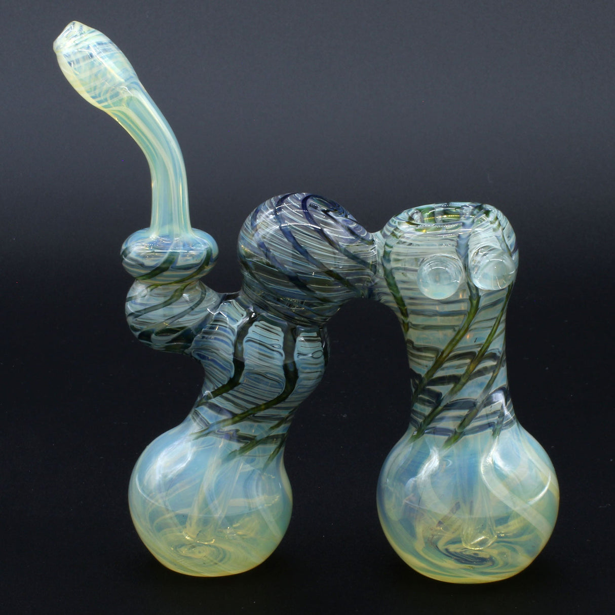 Clayball Glass "Dub-Bubb" Sherlock Double Bubbler in Cobalt, USA-made with Heady Design