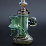 Clayball Glass "Enclave Nebula" Heady Sherlock Dab-Rig with intricate design, front view on dark background