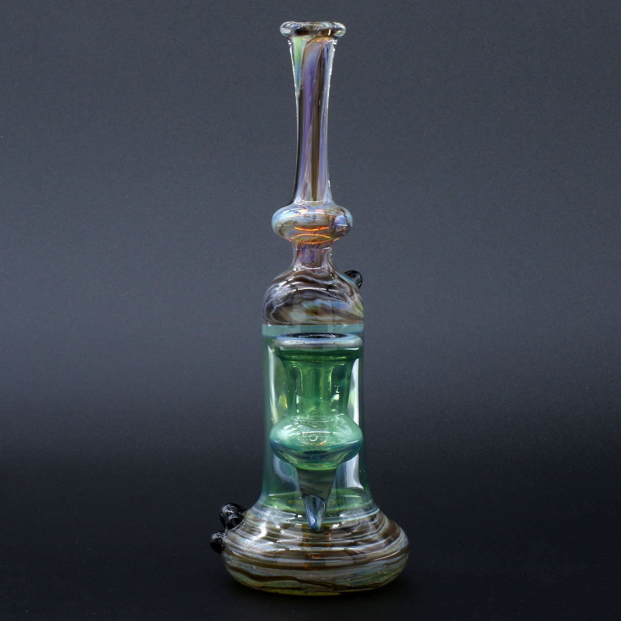 Clayball Glass "Enclave Nebula" Heady Sherlock Dab-Rig, 8" Height, Front View