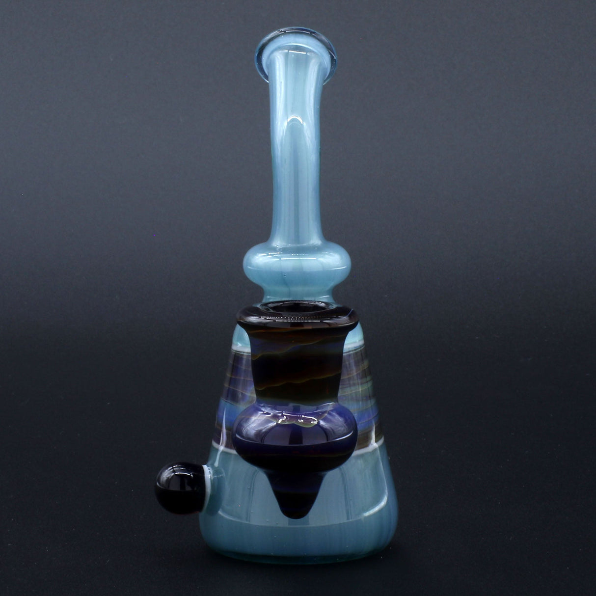 Clayball Glass "Opal Nebula" Heady Sherlock Dab Rig, USA made, 5" with 14mm joint, front view on black