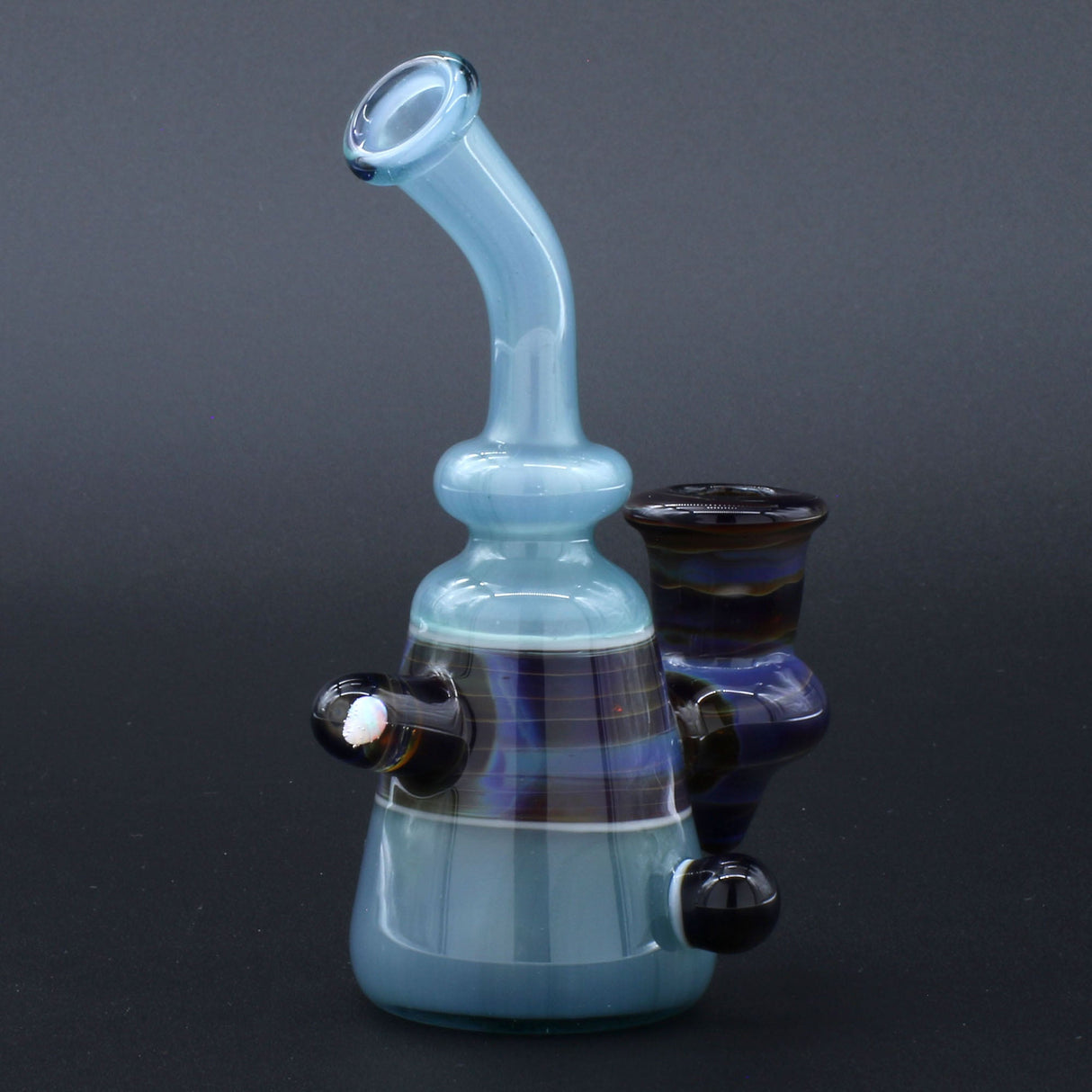 Clayball Glass "Opal Nebula" Heady Sherlock Dab Rig with angled neck and deep bowl