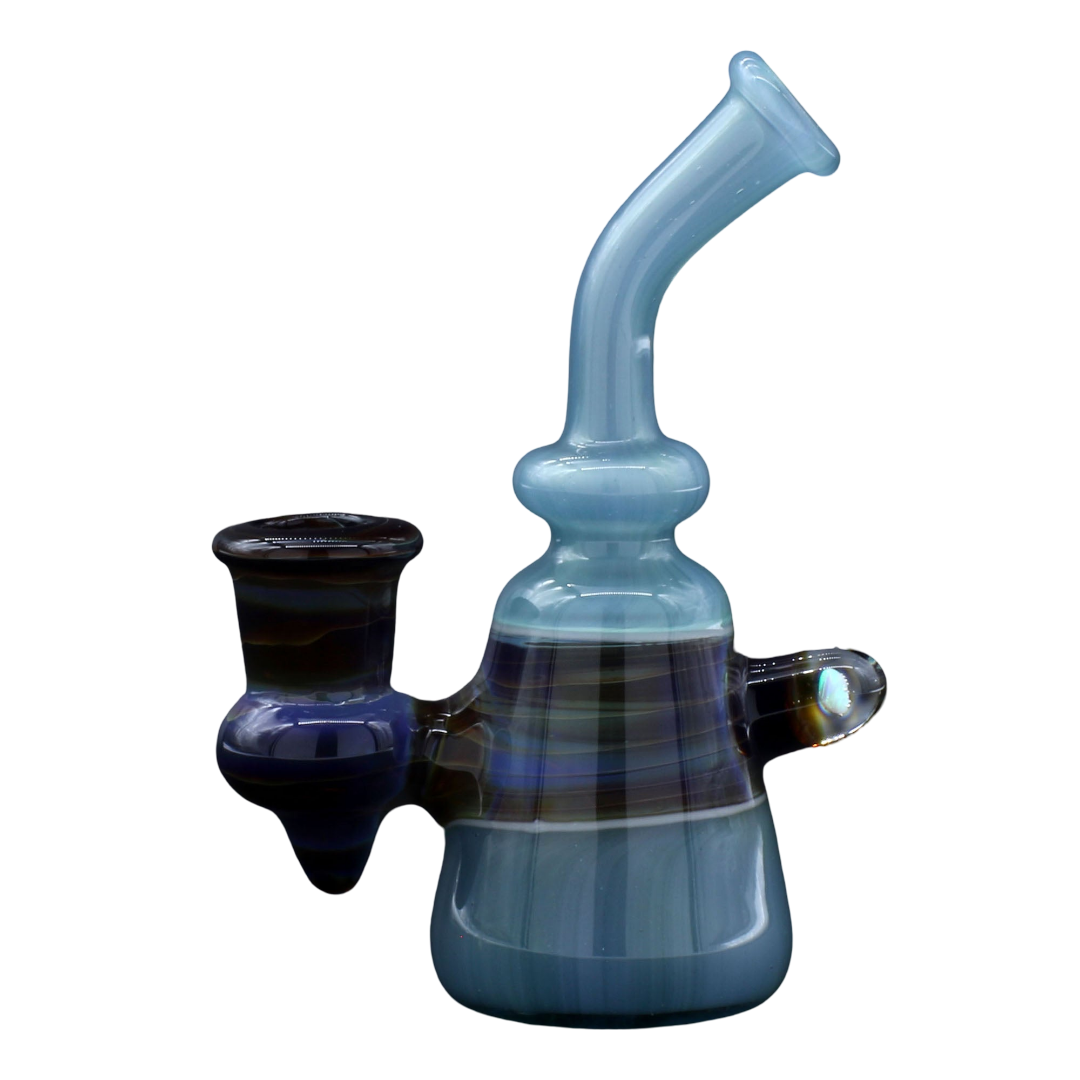 Clayball Glass "Opal Nebula" Heady Sherlock Dab Rig with 14mm Joint - Front View