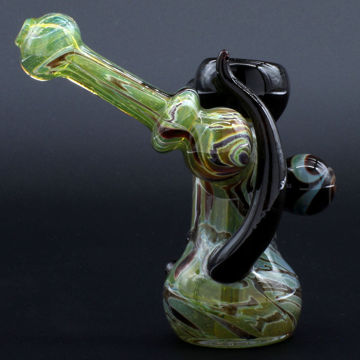 Clayball Glass "Red Horn Nebula" Sidecar Bubbler, Heady Design, 10" Borosilicate, USA