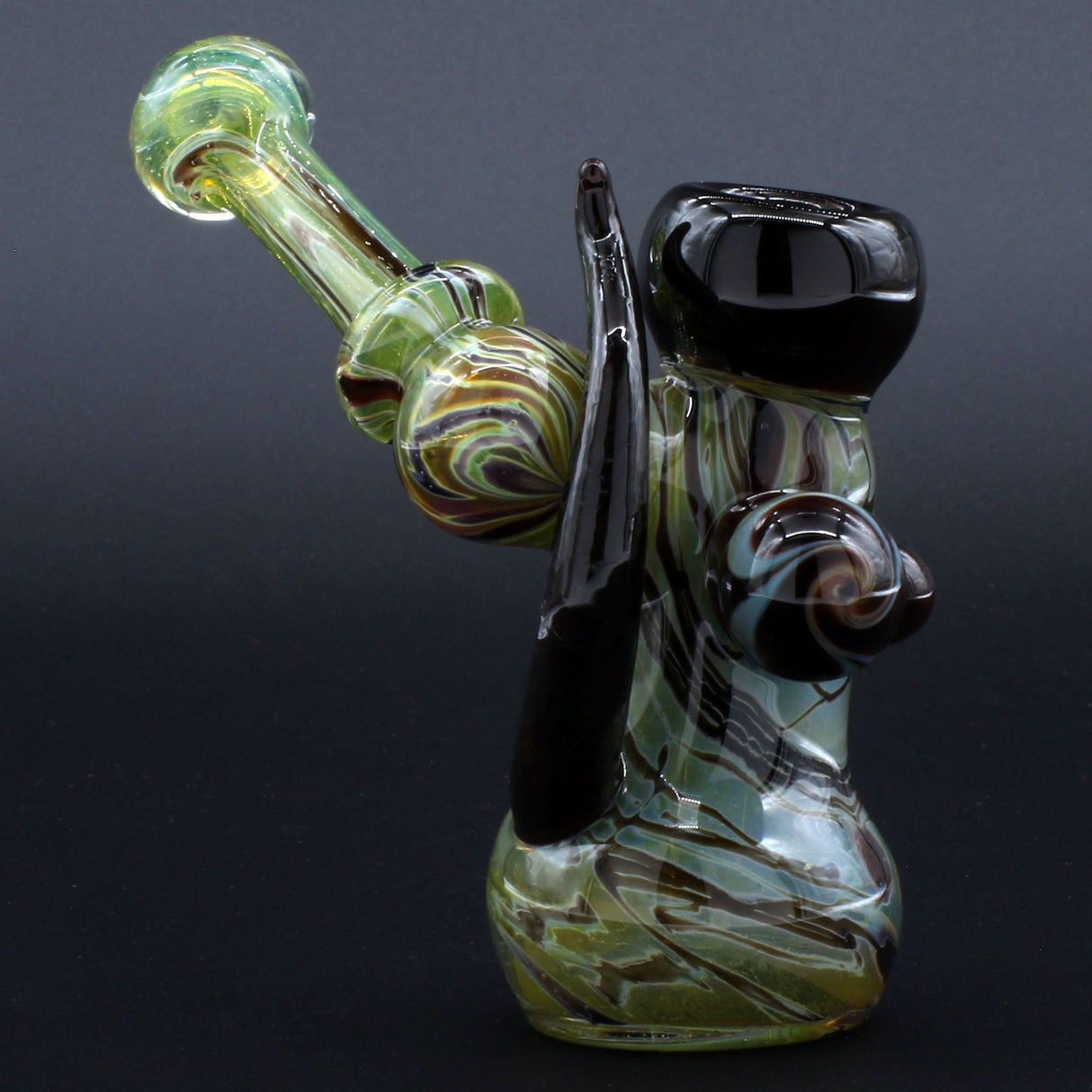 Clayball Glass "Red Horn Nebula" Heady Sidecar Bubbler, 10" Borosilicate, for Dry Herbs